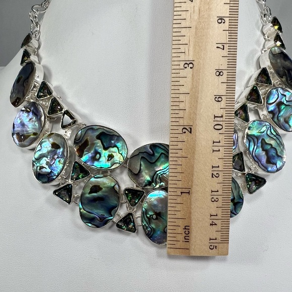 Vivid Color Abalone Mystic Topaz 925 Large Gemstone Necklace - Picture 3 of 5